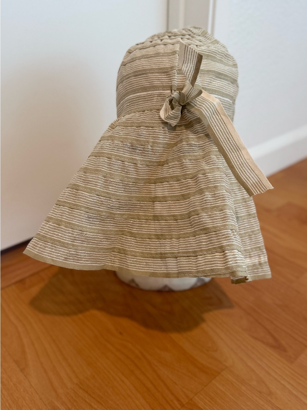 Grevi Beige and Cream Striped Sun Hat